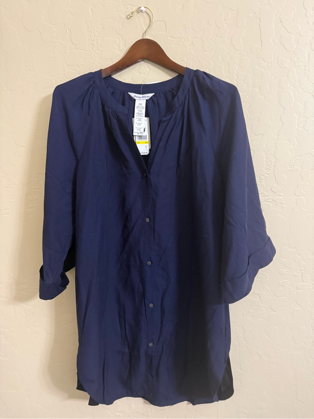 Tommy Bahama Capri Coast BF shirt Medium Mare Navy New MSRP $128